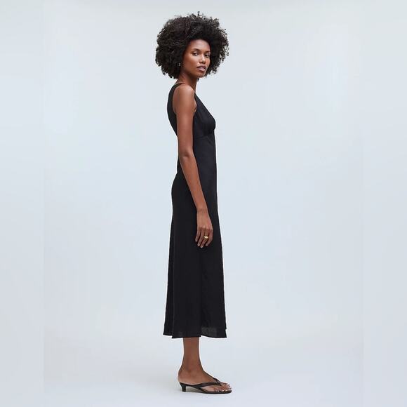 Madewell Black The Ariana Midi Dress Size 6 NP104 - Picture 3 of 7